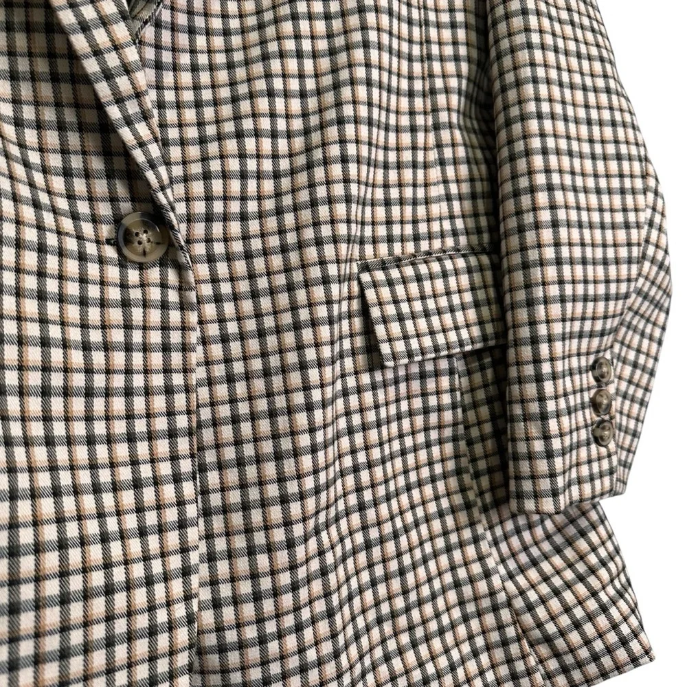 Marled L Cream Tan & Black Plaid Blazer - Picture 3 of 8